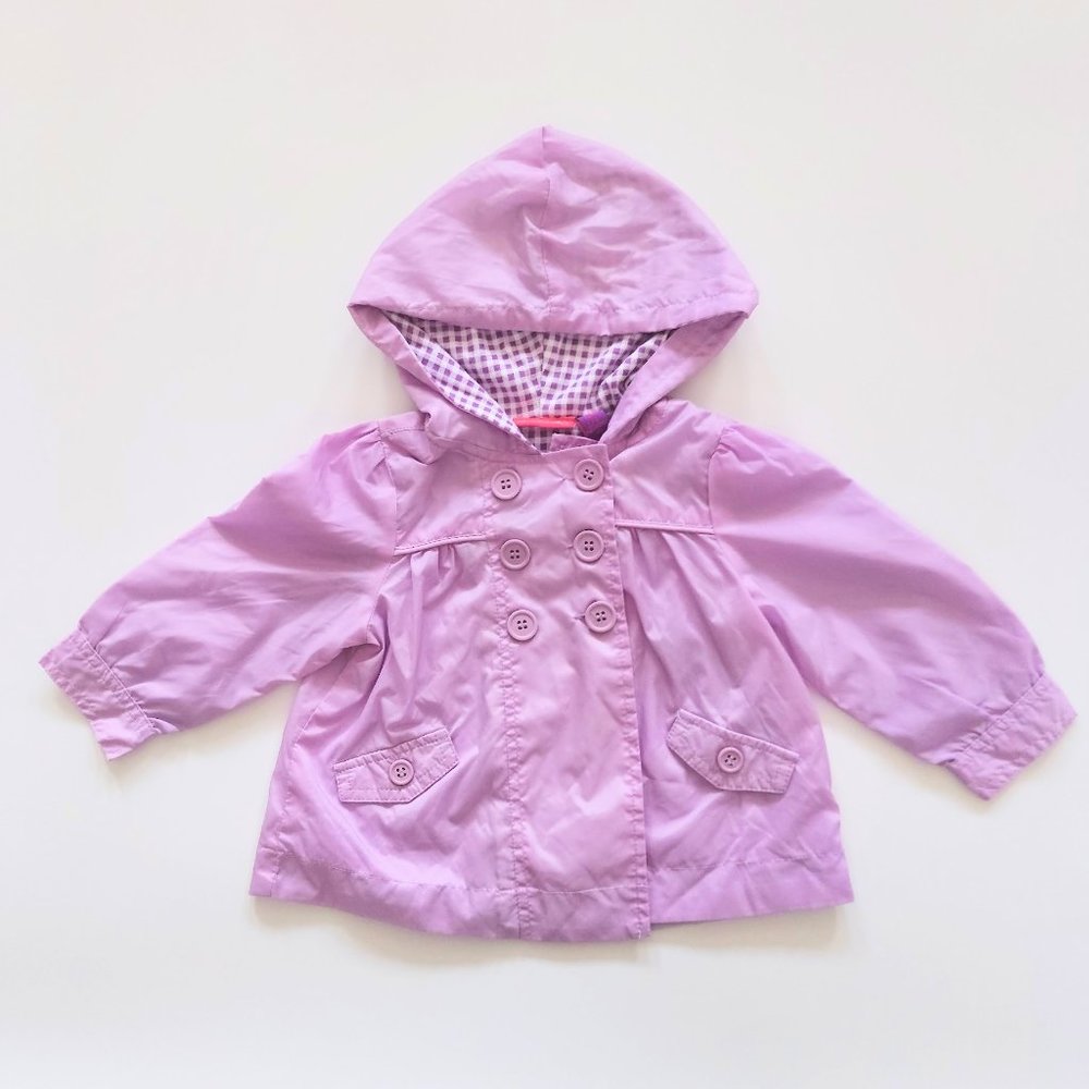 Greendog Infant Girls Size 12M Hooded Lined Rain Jacket Purple
